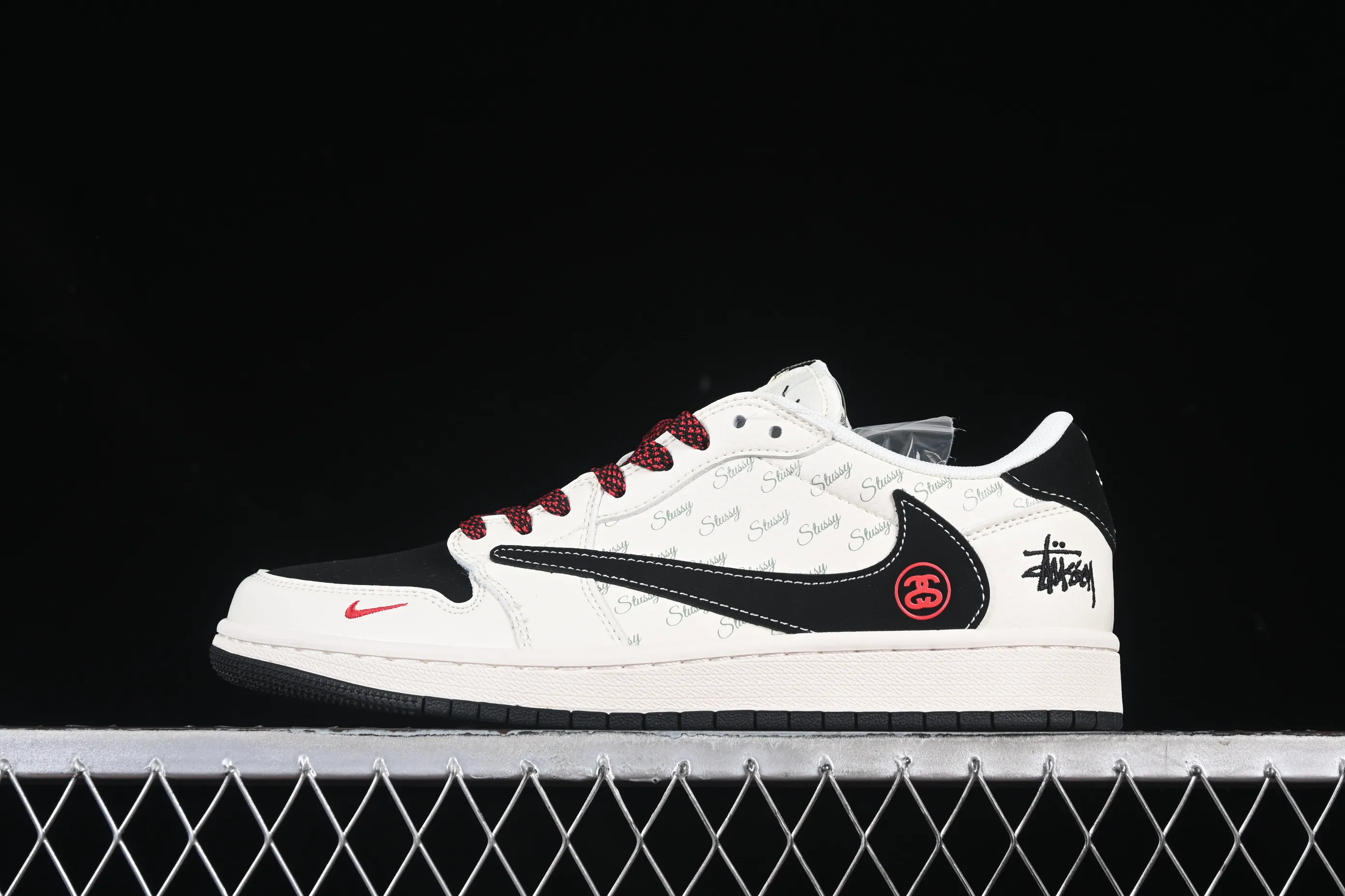 All categories Air Jordan Jordan series basketball shoes Air Jordan 1 Low High-end customized low-top sneakers Air Jordan 1 Low OG SP AJ1 Joe 1 Stussy co-branded black hook beige white English low-top cultural casual sneakers XS6089-511